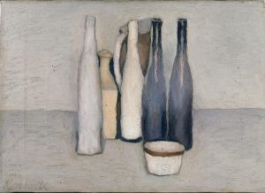 giorgio Morandi stilleven 1957 flessen, een kop en een kan
